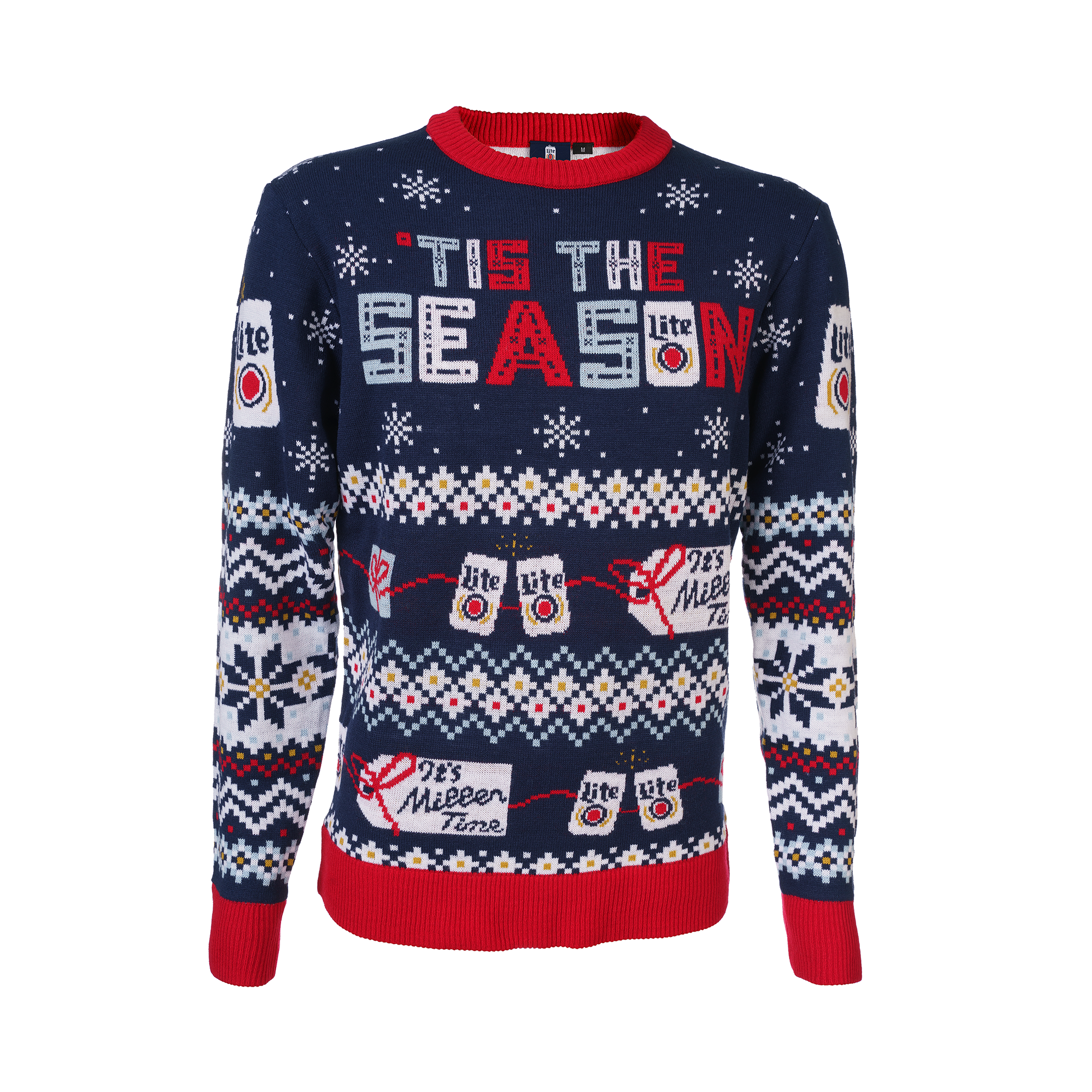 Pack of 4 family xmas 2024 sweaters from Miller Lite. 2022 Xmas edition